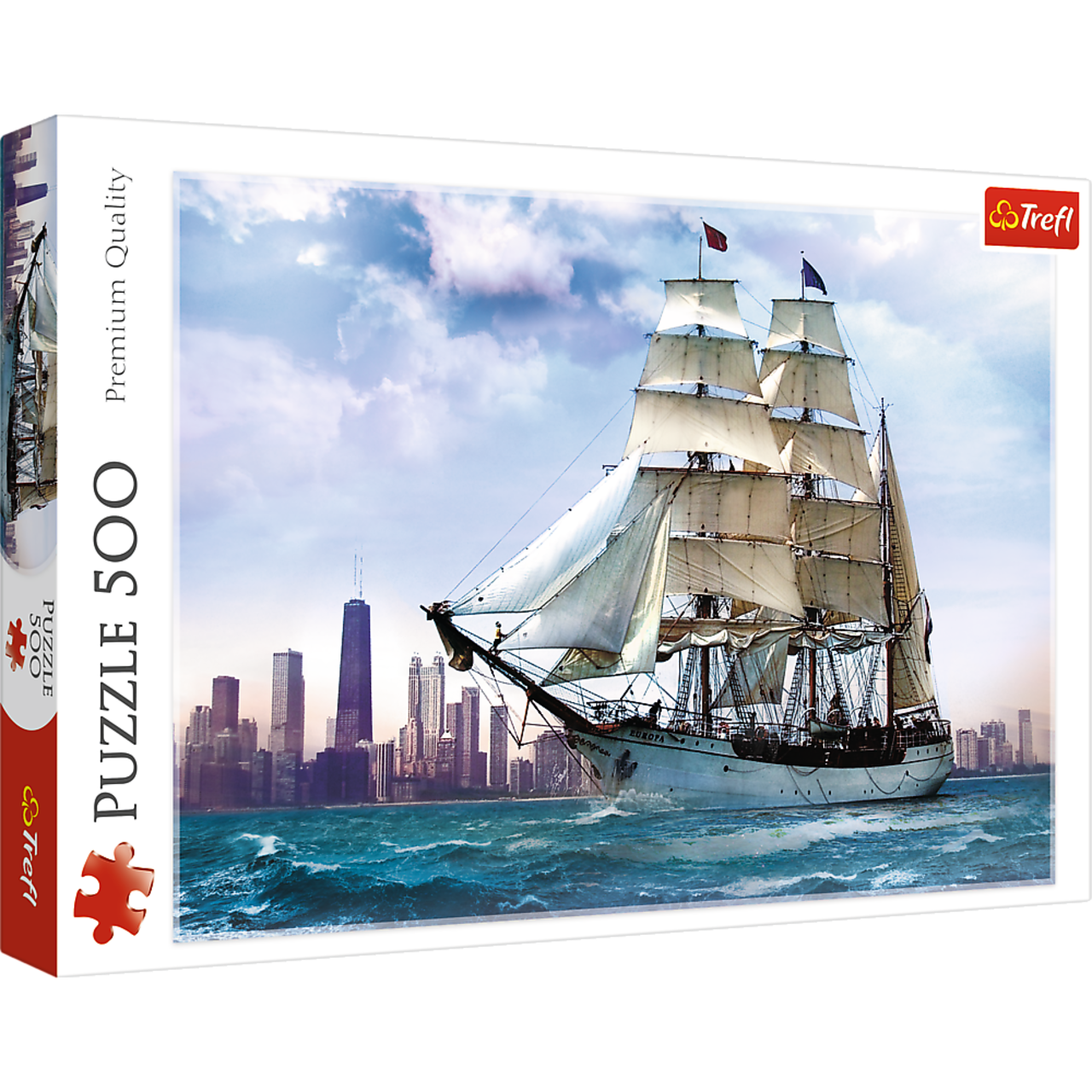 500 Piece Jigsaw Puzzles, Sailing towards Chicago, Lake Michigan, City Skyline, Adult Puzzles, Trefl 37120